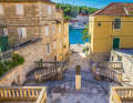 Milna on the island of Brac: The town lies at the end of a deeply indented bay.