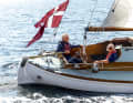 Gerda and Ebbe Andersen sailing off Marstal. They spent three years working intensively on their boat designed by Aage Utzon.