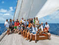 Crew for a joint voyage: Co-sailors on the forecastle of the ketch "Chronos".