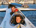 The pilots: helmsman Mayeul van den Broek at the front, Benoit Gaudiot at the back.