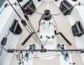 Multifunctional control panel. The central winch can be used to hoist the main or gennaker.