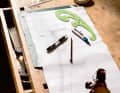 Design: A 1:1 drawing of the measurements and the bathing ladder to be built is produced.  The aim is to combine practical dimensions with beautiful lines.