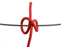 The weaving knot (or mast throw or fender knot) consists of two half hitches. It is often tied on a slip.