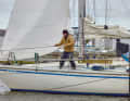 Casting off from the box with a cruising yacht under sail only, without engine: This is more for advanced skippers.