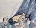 The survivors of the "Grafton" build a formidable shelter from wreckage. To keep themselves occupied in the evenings, they teach each other to read, write and speak their languages.