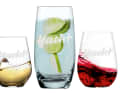 A personal touch for the on-board bar: Glasses with engraving for every application.