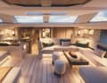 Salon of the Oyster 805. Construction number 1 will be launched in early 2026. | Rendering: Oyster Yachts