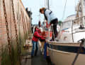 With rings on deep floating docks and bouncing fenders, the lock is a challenge in itself.