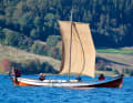 The replica of a four-oared "Fyring" boat around nine metres long. Sailing it is part of archaeologist Greer Jarrett's research.