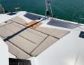 Huge storage spaces are concealed under the sun loungers on the foredeck.