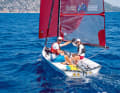World record attempt in dinghy sailing: Luka Kobler together with daughter Jona.