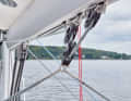 Beneteau Oceanis 37.1: Sheet triangle to be able to trim the boom closer to the centre of the ship with less pull.
