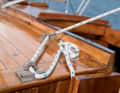 The mainsheet is split above the companionway and is operated without winches.