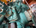 Rust on the engine indicates a leak. This is often found on the exhaust manifold.
