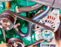 Black abrasion in the engine compartment indicates that the pulleys are not aligned.