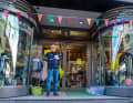 Marko Metzger in front of the entrance to his shop on Rödingsmarkt. It’s simply called Yachtausrüstung Hamburg.