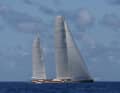 The 67-metre Baltic "Hetairos" of German owner Otto Happel won the St Barths Bucket for the second time. Space sheet sail area: 4000 square metres.