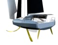 Like a Swiss Army knife. A pivoting keel, foils and two rudder blades.