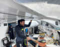 "Actual Ultim 3" skipper Anthony Marchand in his "office"