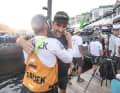 Here "Guyot" co-skipper Robert Stanjek and Team Malizia's skipper Boris Herrmann embrace each other