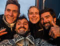 Boris Herrmann, Rosalin Kuiper, Antoine Auriol and Will Harris are in a good mood on board "Malizia - Seaexplorer"