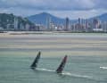 "Holcim - PRB" and "Malizia - Seaexplorer" against the backdrop of Itajaí