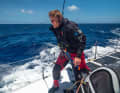 Team Malizias Etappen-Skipper Will Harris bei der Arbeit an Deck