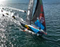 Here comes Team Malizia from the record-breaking stage in the Danish stage harbour of Aarhus