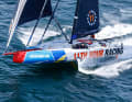 The US team 11th Hour Racing reached the turning mark in front of the Ocean Live Park in Kiel first