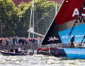 Team Malizia is celebrated by the fans at the Kiel fly-by in the Ocean Race 2023