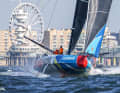 Nella regata in porto al largo di Scheveningen, gli Imoca sono andati a tutta birra a 20 nodi e oltre.