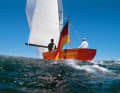Intoxicating. The flat dinghy cruiser hull comes into its own when sailing under the mainsail