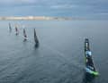 There were many lead changes in the first harbour race off Alicante. Kevin Escoffier's Holcim - PRB team is in the lead here. The team flying the Swiss flag was the last to cross the finish line