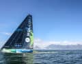 Winner with a lead of just a few minutes after almost 18 days at sea: Kevin Escoffier's "Holcim - PRB"