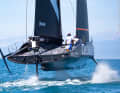 Miglia mastermind Roberto Lacorte took off with his "FlyingNikka". The foiler alternated between flying and ...