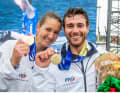 Die italienischen Nacra-17-Olympiasieger Ruggero Tita und Caterina Banti hatten für die Kieler Woche gemeldet, mussten dann aber doch passen