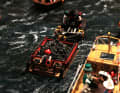 Industrialisation in miniature: These coal barges, specially converted for the exhibition, illustrate the beginning of modern shipping using steam power.