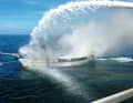 The DGzRS rescue cruiser "Berlin" in action for a burning sailing yacht in Hohwacht Bay