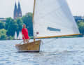 A traditional Chiemsee flatboat was transported to Hamburg by its owner Manfred Götz for the 16th time to take part in the event