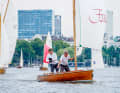 HSC Chairman Daniel Baum with Scotsman Sven-Ove Baumgartner on Baum's Elbe H dinghy "Frida"