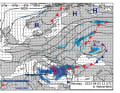 An extensive high-pressure zone has been spreading over northern Europe for many weeks now. The charts from April, May and June show how its position changes from time to time, moving from the British Isles to Scandinavia and back again