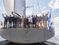 Proud team. Representatives from various suppliers came on board to test the sail systems