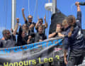 Marie Tabarly (r.) is happy with her crew