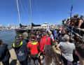 Les fans de l'Ocean Globe Race ont attendu les Français et font la fête avec eux