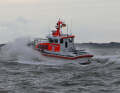 The rescue cruiser "Wilma Sikorski", which was involved in extinguishing the oil tanker at sea