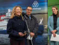 The new Polarstern contract signing in Wismar. From left to right: Antje Boetius, Director of AWI, Cem Özdemir, Federal Minister of Research, Bettina Martin, Minister of Science of Mecklenburg-Western Pomerania.