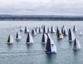 The Admiral's Cup fleet at the start of the Channel Race.