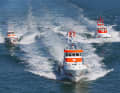 Gli incrociatori di salvataggio "Hamburg", "Hans Hackmack" e "Theodor Storm" del Servizio tedesco di ricerca e salvataggio marittimo.