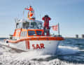 "Romy Frank": The 10-metre-long sea rescue boat sets out on its mission from Puttgarden ferry terminal.