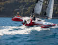Even when it is deeply submerged, the boat can still be sailed on a float.